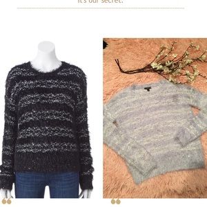 Apt 9. Sequin Fuzzy Eyelash Purple Sweater